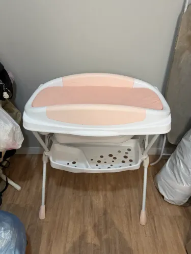 Banheira plástica premium com trocador para bebê rosa galzer