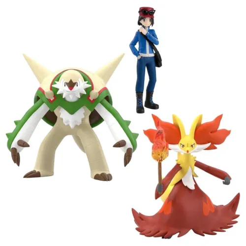 Pokémon Scale World Kalos Region Figure - Calem & Chesnaught & Delphox 