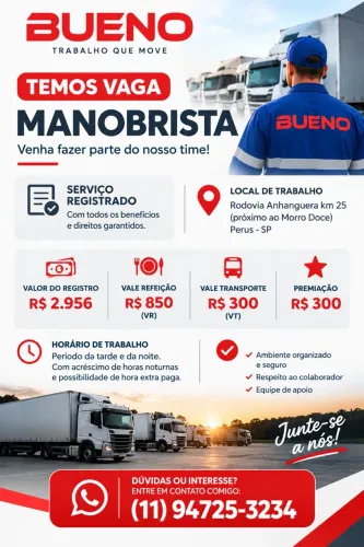 Vaga de manobrista registrado