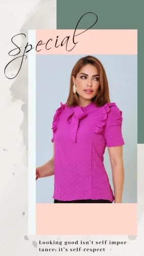 Blusa Feminina Social Babado Com Gola De Laço Tamanho M
