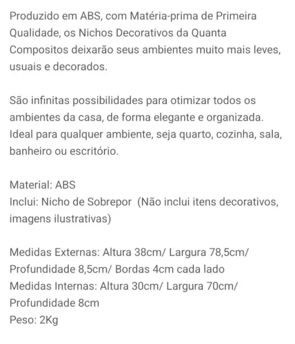 Nicho de sobrepor em abs 