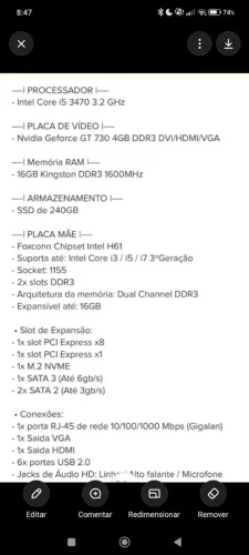 CPU GAMER ótima para estudo e trabalho