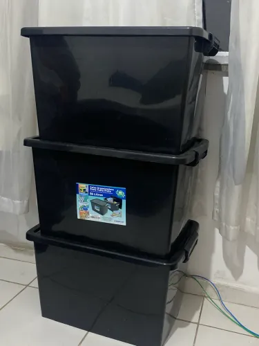 KIT 3 CAIXAS ORGANIZADORAS 56l PRETA