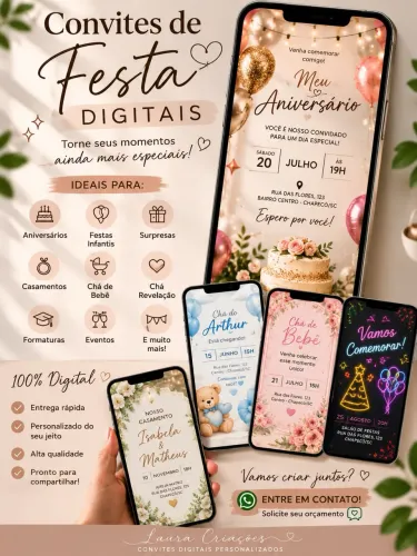 CONVITES DE FESTAS DIGITAIS!! QUER UM CONVITE? NÃO IMPORTA QUAL SEJA O TEMA EU FAÇO!