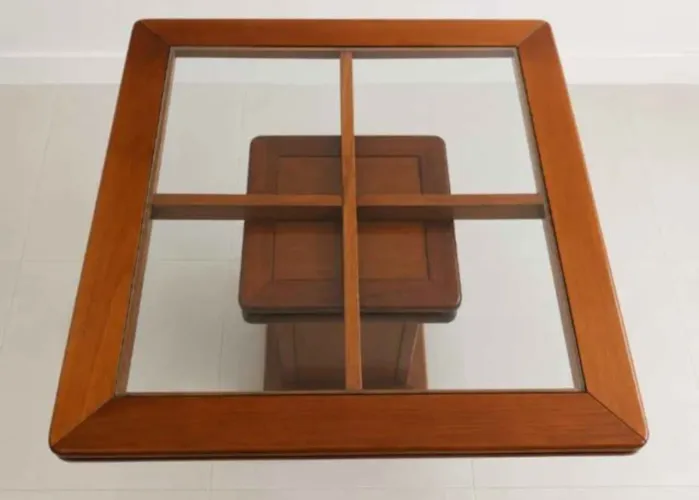 Mesa mogno tampo de vidro