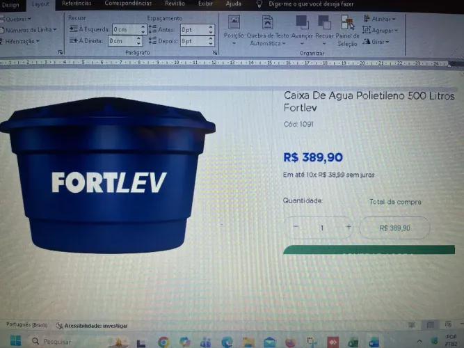Caixa d?água zerada