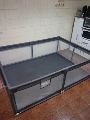 Cercado Tela Grade Proteção Cercadinho Portão Infantil Cinza 200x150 para bebê ou pet