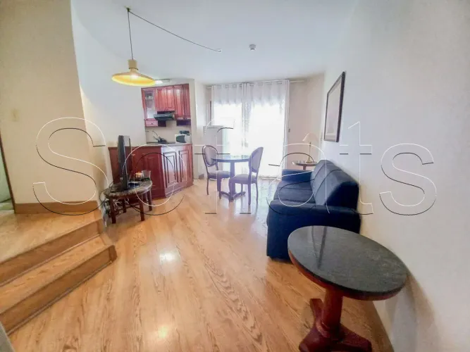 Flat para locação mobiliado e com serviços contendo 48m² ao lado do metrô e Avenida Paulis