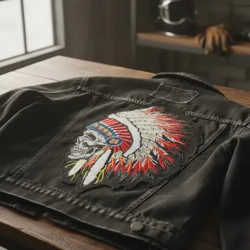 Conjunto Patch Bordado Indio Caveira Red Skin