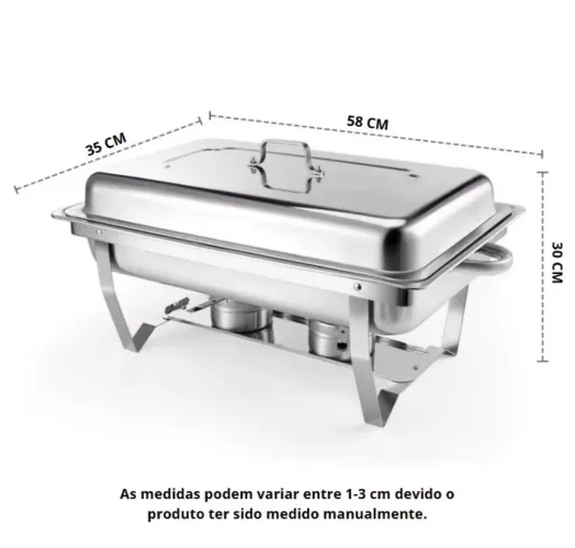 Rechaud Inox 12 Litros Profissional Retangular Banho Maria