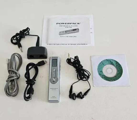 Gravador digital POWERPACK 1920 grava voz ligação telefônica reproduz no PC e fone de ouvi