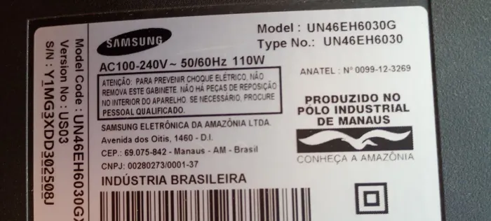 Tv Samsung un46EH6030   pecas