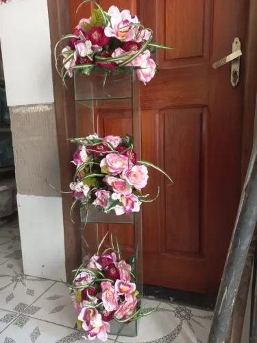 Coluna de vidro para flores, decoração e festas