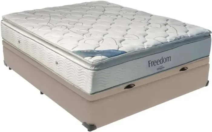 Cama Base com Baú e Colchão com Molas Ensacadas de Casal