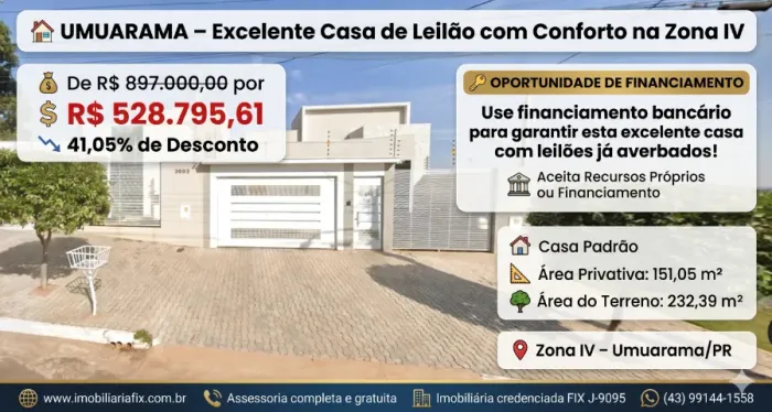 ? Use financiamento bancário para garantir esta excelente casa de leilão