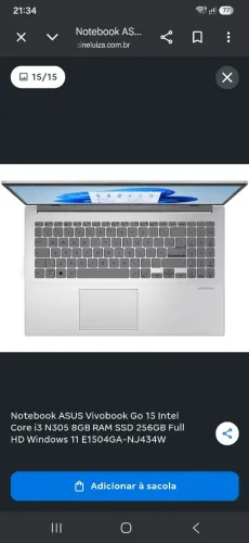 Notebook Seminovo Asus