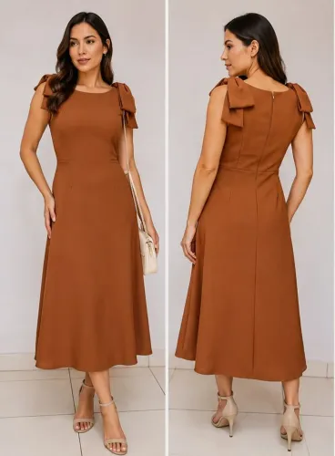 Vestido Midi Marrom