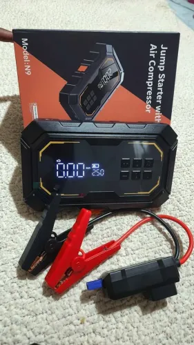 Auxiliar De Partida Veicular 4 Em 1 Compressor Ar Portatil Power Bank 12v ideal para Carro