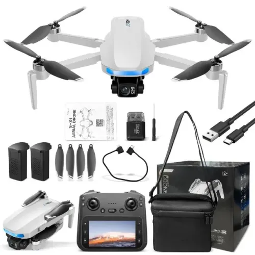 Drone S-x1 Com Tela Câmera Gps Gimbal De 3 Eixos E 2 Bateria