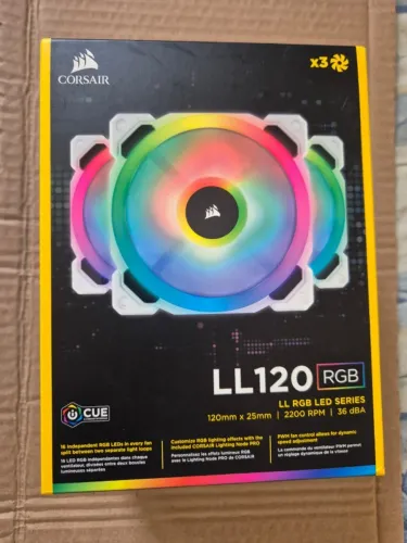 Kit Com 3 Ventoinhas Corsair LL120, 120mm, RGB, Branco