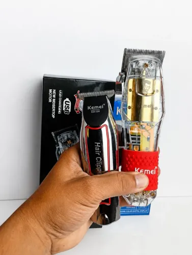 Kit máquina de cortar cabelo + máquina de acabamento Kemei - novo pronta entrega.