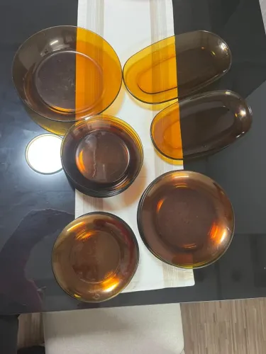 Aparelho de jantar completo com 30 peças, Vintage anos 80/90, Duralex Âmbar
