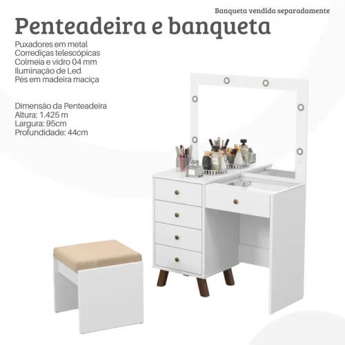 Penteadeira mel com banqueta - Promoção