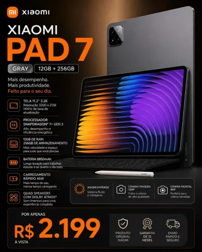 Xiaomi Pad 7 Gray 12GB 256GB Novo Lacrado