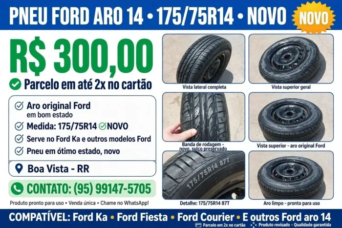 Roda completa 175/75 R14 Ford