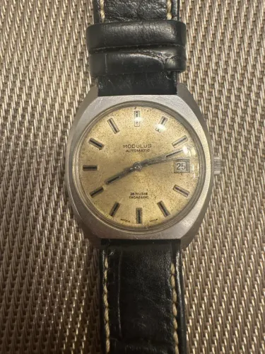 Relógio modulus vintage automático pulseira de couro raro para colecionador