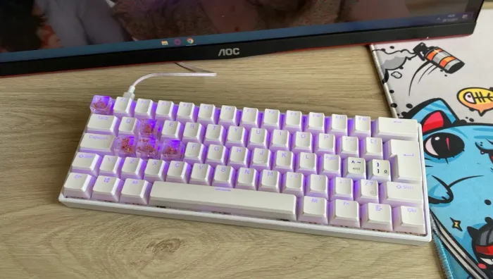 Teclado husky blizzard branco rgb 60% switch red dassa ff