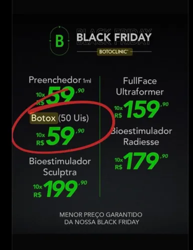 Botox - testa, pé de galinha e gabela