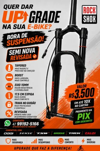 Suspensão Rock Shox 140mm boost trava no guidão pra E bike  serve Oggi, Sense, Tsw,caloi 