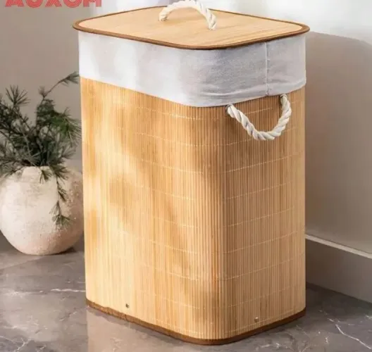 Cesto de roupa de bambu