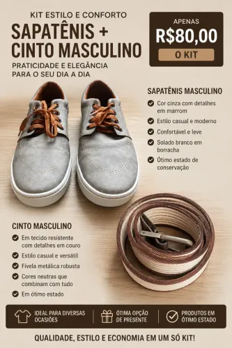 Kit Tênis + Cinto casual