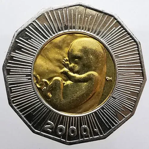 Moeda 25 Kunas Bimetálica Croácia 2000 Nascimento Milênio
