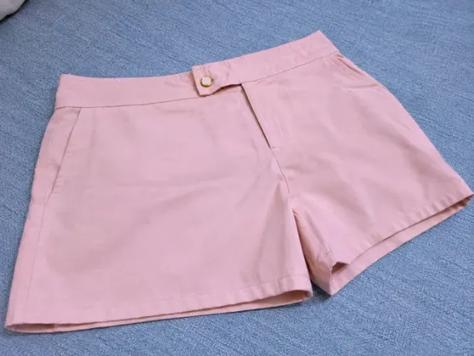 Short Feminino Alfaiataria Rosa Nude Tamanho G Botao Dourado