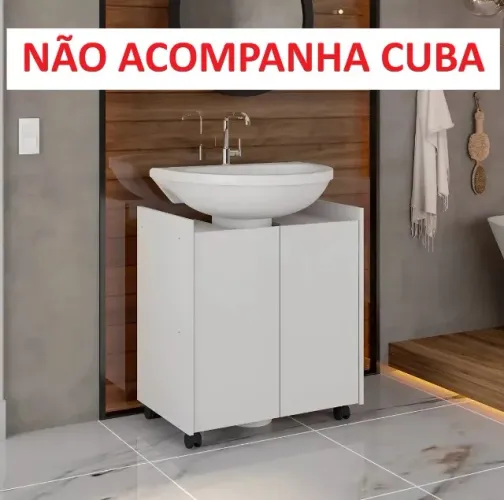 Armário de Banheiro Branco Para Pia de Coluna 55cm