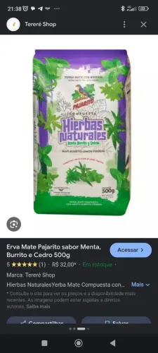 Erva mate pajarito Tereré / Chimarrão todos os sabores