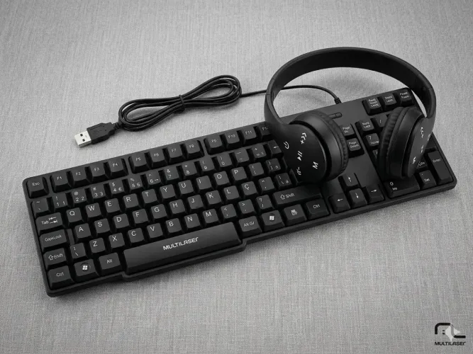 Kit Teclado USB + fone  Bluetooth