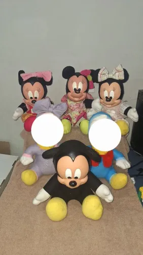 Lote 4 Pelúcias Mickey e Minnie Baby Cabeça Vinil Multibrink
