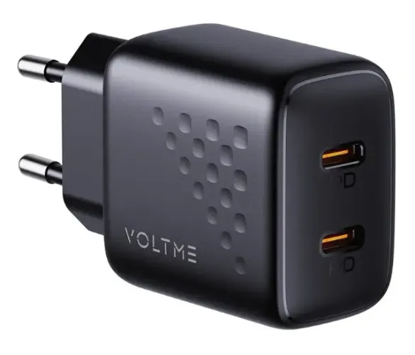 Carregador Rápido USB-C 20W Voltme Revo Lite Duo 2 Portas Preto