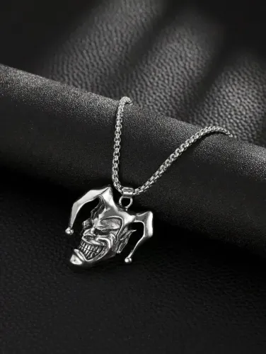 Colar de Metal com pingente Joker - Estilo Hip Hop Gangsta Americano