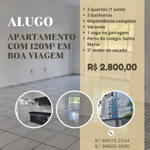Amplo Apartamento de 3 quartos em Boa Viagem