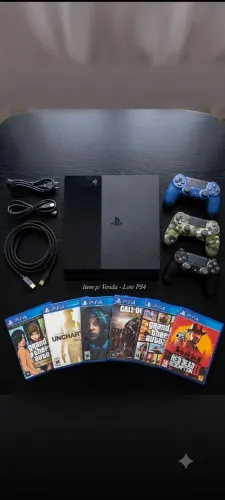 Vendo PS4 usado com 3 controles e 6 jogos