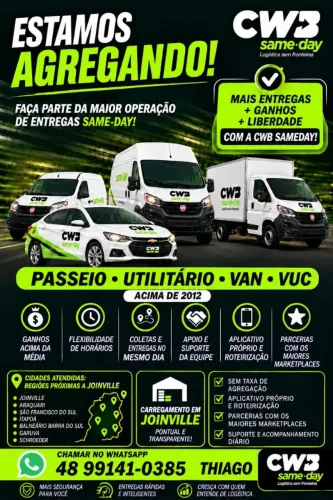 Seja entregador no mercado livre em Joinville *<br> *