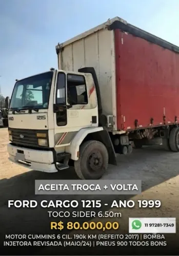 CAMINHÃO CARGO 1215 1999 TOCO SIDER