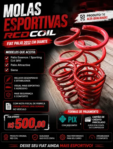 MOLAS ESPORTIVAS RED COIL FIAT PALIO 2012 EM DIANTE