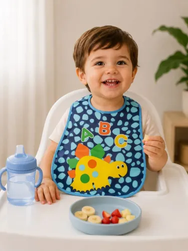Babador Infantil Impermeável Com Bolso Coletor