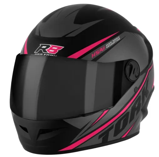 Capacete Pro Tork R8 preto/rosa viseira fumê TAM 60
